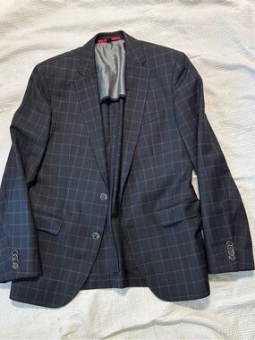 Hugo by Hugo Boss Men's black Windowpane Blazer - Classic Single-Breasted Jacket
